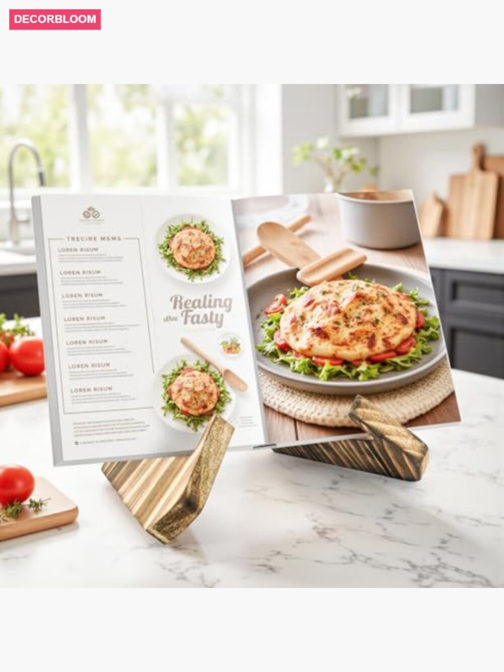 Premium Wood Cookbook Stand - Retro Recipe Holder for Kitchen Counter - Picture 2 of 7